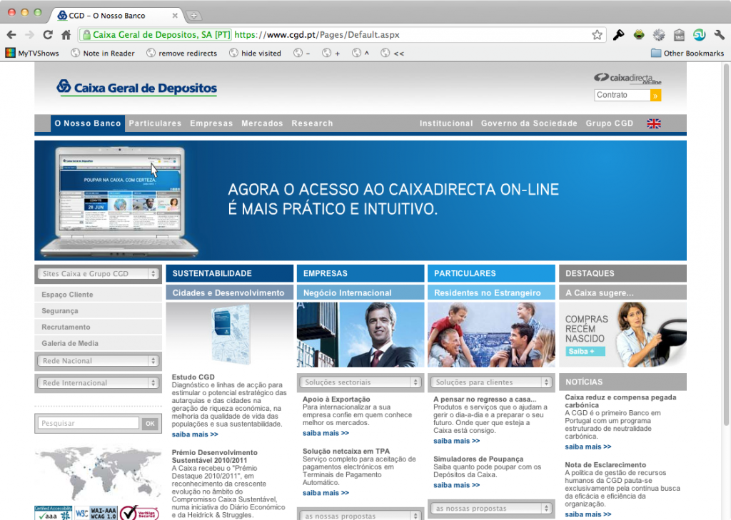 Nova homepage da CGD